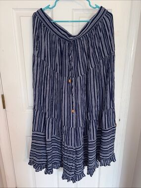DAVI & DANI Navy and White Striped Palazzo Wide Leg Pants